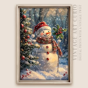Cheerful Snowman Holiday Wall Art - Winter Christmas Decor for Living Rooms, Kids&#39; Rooms, and Entryways - Cozy Festive Home Decor