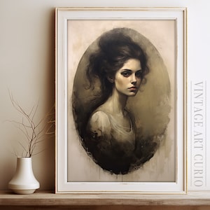 peinture vintage de portrait de jeune fille | Portrait antique | Impression d'art numérique vintage IMPRIMABLE | peinture à l'huile vintage | Portrait de Femme Ancien