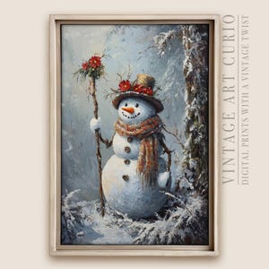 Cheerful Snowman Holiday Wall Art - Winter Christmas Decor for Living Rooms, Kids&#39; Rooms, and Entryways - Cozy Festive Home Decor