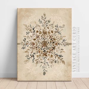 Scandinavian Snowflake Wall Art, Cozy Christmas Decor, Watercolor Winter Print for Living Room, Bedroom & Holiday-Themed Interiors - CMSF016