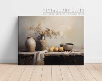 Charming French Kitchen Art, Rustic Farmhouse Wall Decor, Neutral Cottagecore Wall Art Print for Vintage Country Chic Cozy Kitchen