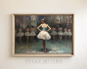 Romantische Ballerina Wand Kunst Druck, Kokette Licht Academia Balletcore Dekor, Vintage Ölmalerei Stil, Neutrale Stimmungs Schlafzimmer Kunstwerk