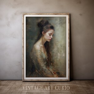 peinture vintage de portrait de jeune fille | Portrait antique | Impression d'art numérique vintage IMPRIMABLE | peinture à l'huile vintage | Portrait de Femme Ancien