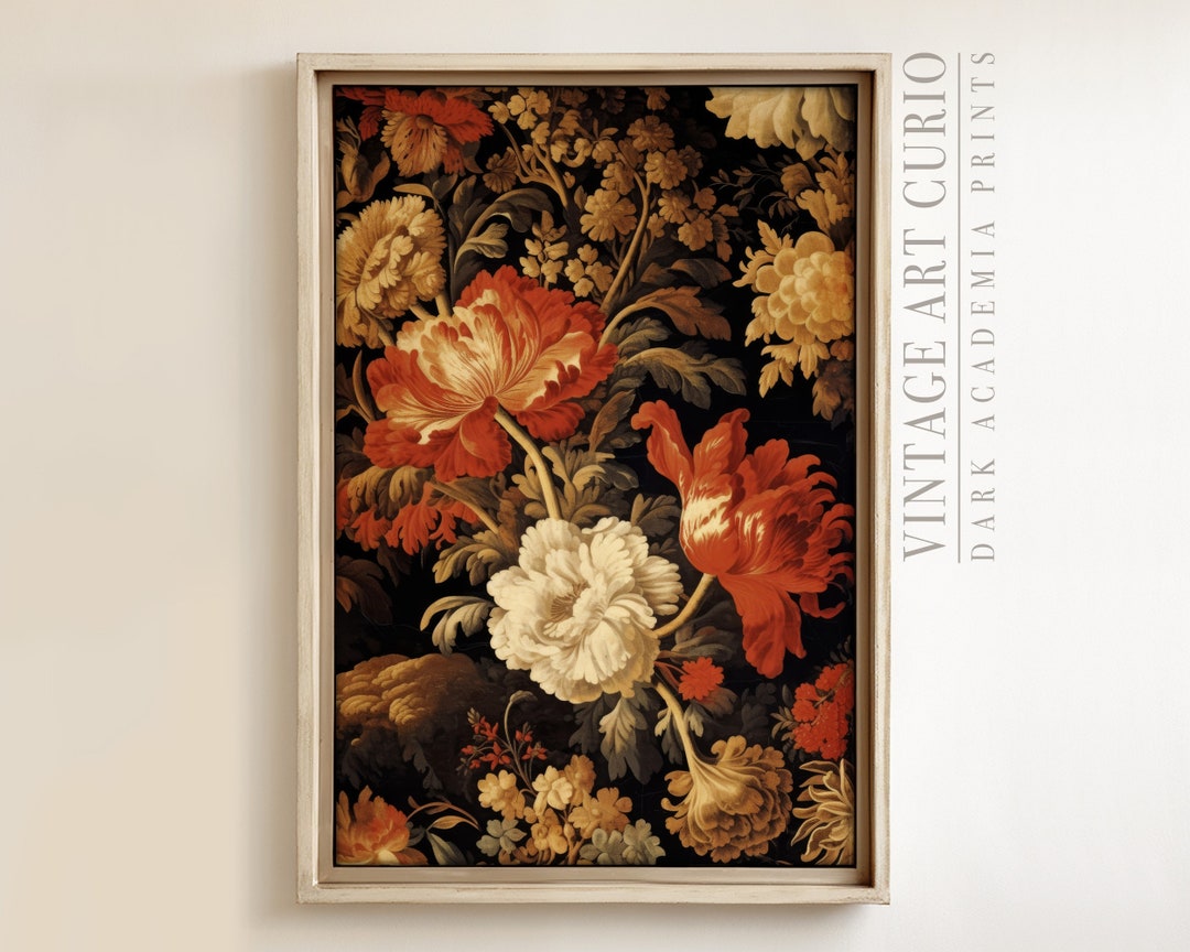 Vintage Floral Wall Art Print Romantic Baroque Botanical Decor