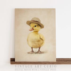 Duckling Portrait Print: Vintage Farmhouse Animal Art (Digital Download)