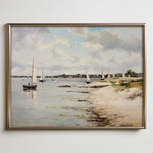 Küstensegelboot Druck: Vintage Maritime Cottage Kunst (Digitaler Download)