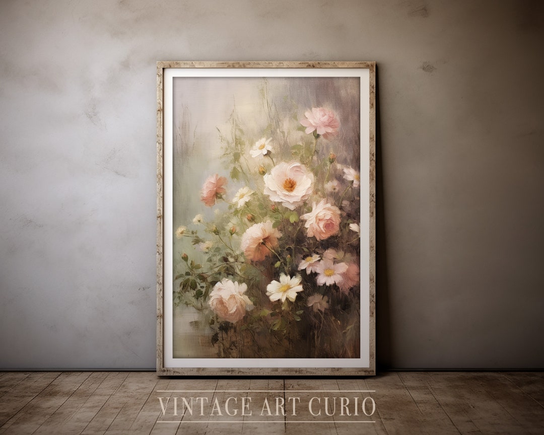 Roses Drawings Rococo Pink Roses Painting: French Rococo Vintage Floral Art (digital Download ...