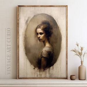 peinture vintage de portrait de jeune fille | Portrait antique | Impression d'art numérique vintage IMPRIMABLE | peinture à l'huile vintage | Portrait de Femme Ancien