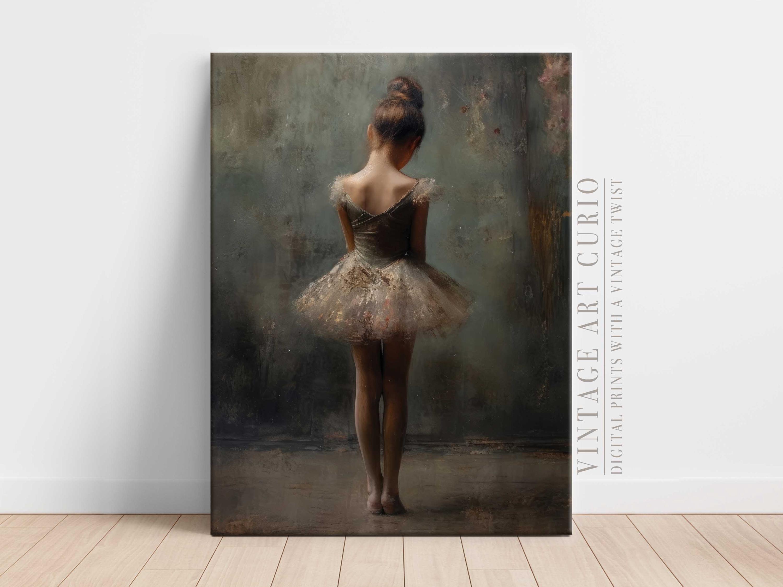 Romantische Ballerina Wand Kunst Druck, Kokette Licht Academia Balletcore Dekor, Vintage Ölmalerei Stil, Neutrale Stimmungs Schlafzimmer Kunstwerk