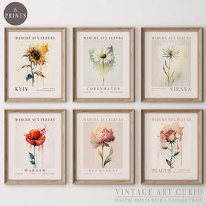 Flower Market Watercolor Print Set: Botanical Gallery Wall Art (Digital Download)