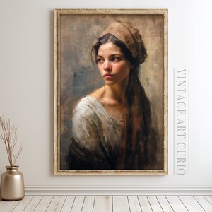peinture vintage de portrait de jeune fille | Portrait antique | Impression d'art numérique vintage IMPRIMABLE | peinture à l'huile vintage | Portrait de Femme Ancien