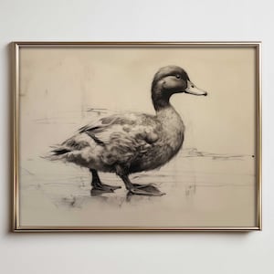 Vintage Duck Sketch Art Print: Rustic Farmhouse Decor (Digital Download)