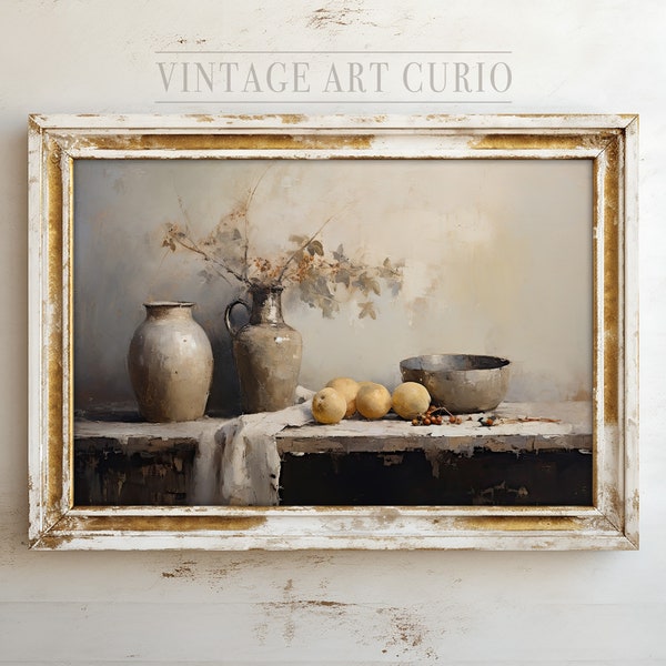 Elegant French Country Kitchen Art Print | Vintage Still Life Oil Painting | Antique Art Print | Vintage PRINTABLE Digital Art Download