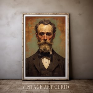 Tableau portrait d&#39;homme | vintage Portrait | Téléchargement d&#39;art numérique vintage à imprimer | peinture à l&#39;huile vintage | Ancien Portrait d&#39;Homme d&#39;Affaires