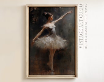 Romantische Ballerina Wand Kunst Druck, Kokette Licht Academia Balletcore Dekor, Vintage Ölmalerei Stil, Neutrale Stimmungs Schlafzimmer Kunstwerk