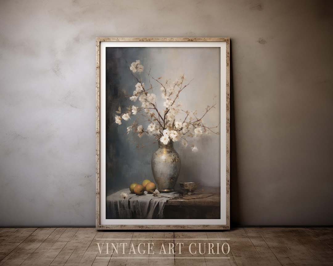 Large Mid Century Modern French Kitchen Art Print Neutral Oil Painting ...