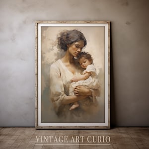 Mother and Child Portrait Painting | Vintage Portrait | Vintage PRINTABLE Digital Art | Vintage Female Oil Painting | Antique Woman Portrait