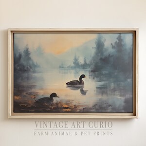 Impressão de pato de fazenda na floresta | Arte digital vintage para berçário | Pintura vintage de pato | Tons neutros | Download de arte digital para impressão