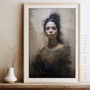 peinture vintage de portrait de jeune fille | Portrait antique | Impression d'art numérique vintage IMPRIMABLE | peinture à l'huile vintage | Portrait de Femme Ancien