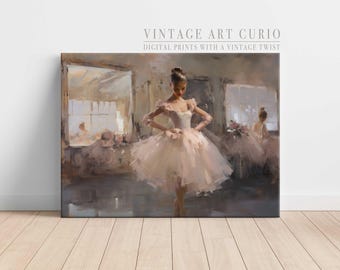 Antikes Ballett Gemälde | Mädchenzimmer Ballerina Print | Vintage druckbare Kunst Download | Rustikaler Landhaus-Stil | Land Kunstdruck - BLLT096