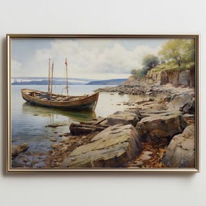 Küstensegelboot Druck: Vintage Maritime Cottage Kunst (Digitaler Download)
