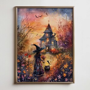 Magical Witchy Wall Art, Halloween Prints & Witchy Home Decor - Cute Witch, Rustic Farmhouse Wall Art - Witchcraft Downloadable Poster