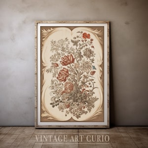 Vintage Floral Tapestry Art Print: Neutral Botanical Decor (Printable Digital Download)