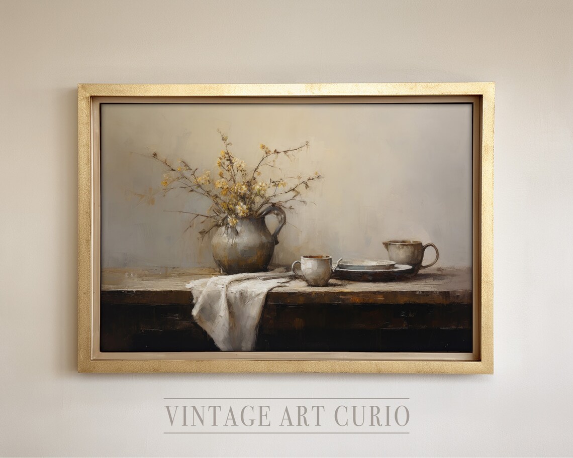 Elegant French Country Kitchen Art Print Vintage Still Life Oil ...