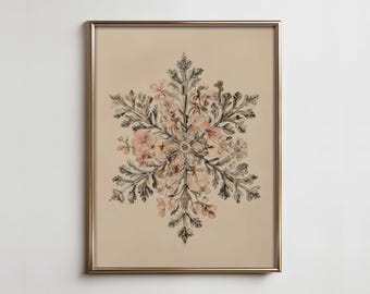 Watercolor Snowflake Wall Art, Winter Wonderland Decor, Elegant Christmas Print for Living Room, Nursery, or Holiday-Themed Spaces