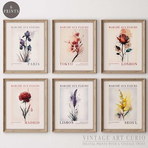 Flower Market Watercolor Print Set: Botanical Gallery Wall Art (Digital Download)