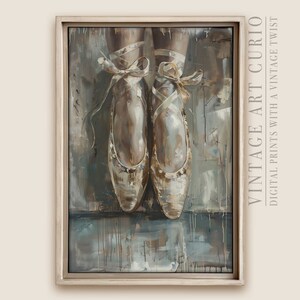Ballerina Shoes Art Print: Vintage Balletcore Oil Painting (Digital Download)