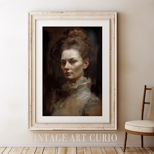 peinture vintage de portrait de femme | Portrait antique | Impression d'art numérique vintage IMPRIMABLE | peinture à l'huile vintage | Portrait de Femme Ancien