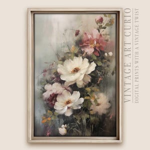Vintage Floral Art Print: Pastel Flower Bouquet (Digital Download)