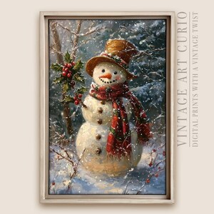 Traditional Snowman Winter Wall Art Print - Christmas Wall Decor for Homes, Offices, and Cafes - Perfect Holiday Gift and Seasonal Decor