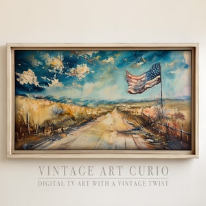 American Flag Landscape TV Art: Vintage Patriotic Scenery (Digital Download)