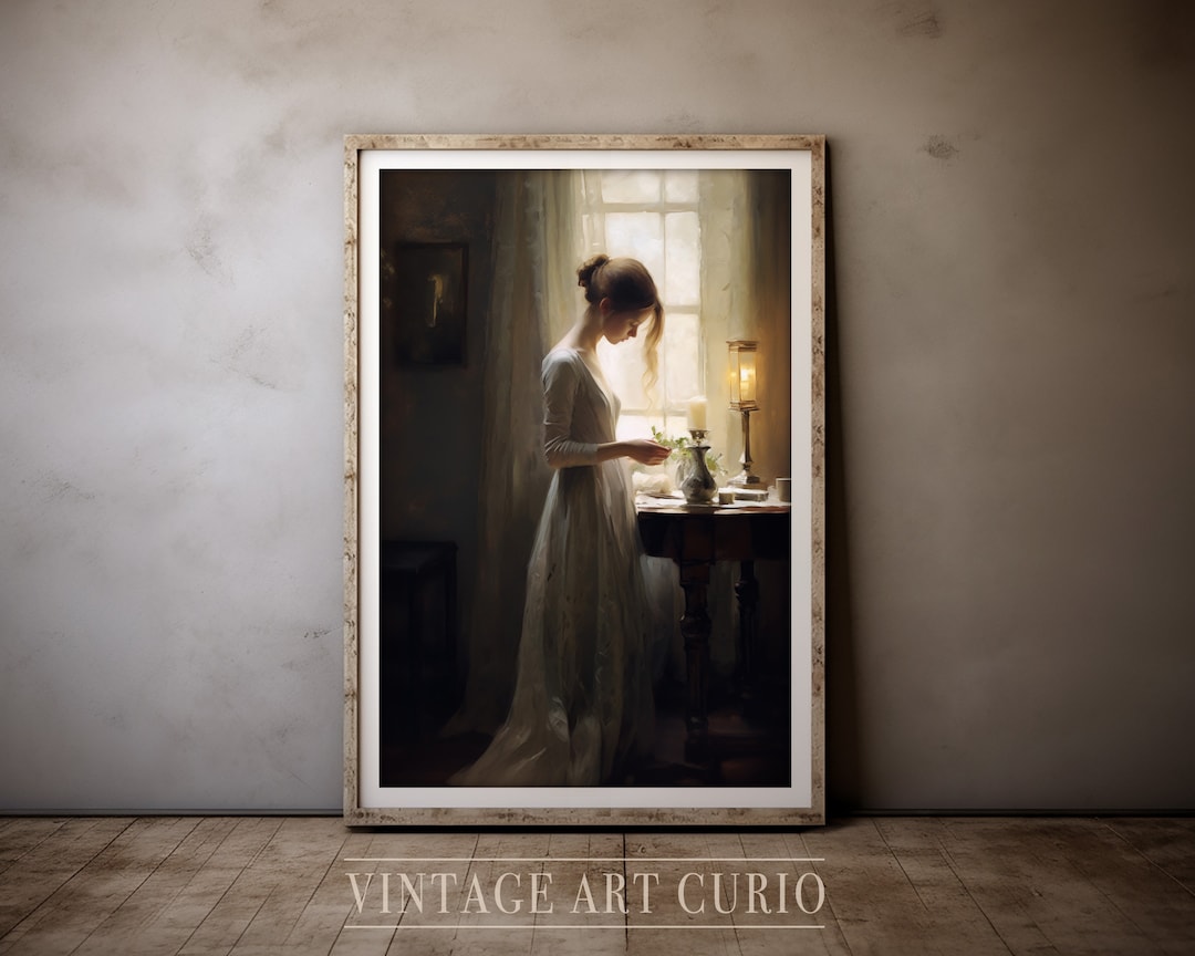 Vintage Lady Reading Portrait Painting Antique Portrait Etsy UK