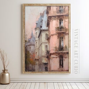 Vintage Paris Architecture Print: Pink Rococo Oil Painting (Digital Download)