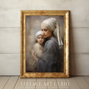 Mother and Child Portrait Painting | Vintage Portrait | Vintage PRINTABLE Digital Art | Vintage Female Oil Painting | Antique Woman Portrait
