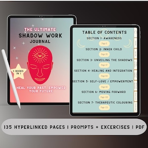 Diario digital de trabajo con la sombra, ejercicios espirituales con indicaciones, libro imprimible de sanación para el niño interior y la ansiedad, para iPad.