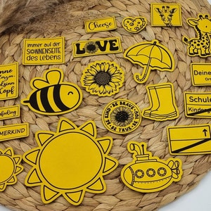 Colorweek Gelb (4) - Exklusive Labels, passend zur 2-Wöchigen Aktionsfarbe, optional auch in braun und Kork