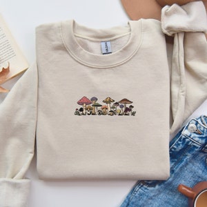 embroidered mushroom sweatshirt, Cottage core sweatshirt, cottagecore hoodie, mushrooms shirt, kawaii sweatshirt, vintage sweatshirt