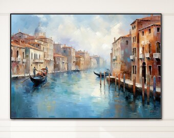 Venice Oil Painting, Italy oil painting, Sailboat Painting, Cityscape, 100% Handmade, Textured Painting, Acrylic Abstract Oil Painting