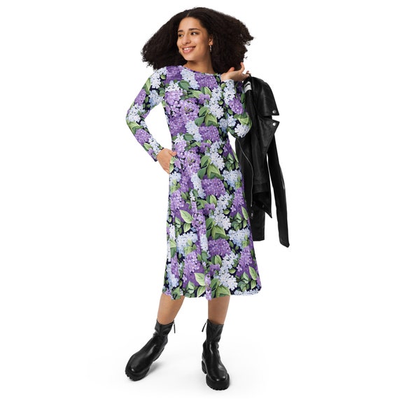 knee length dresses for ladies Silvya Lilac Linen Dress – Gatorecato