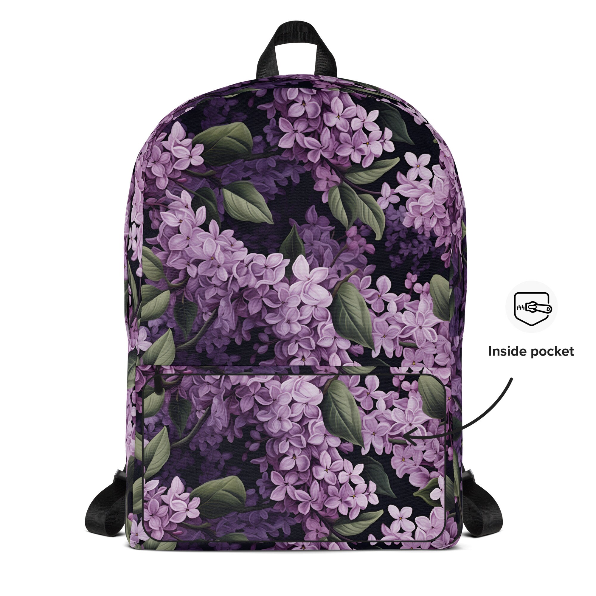 Lilac Floral Backpack: Water-resistant Laptop Bag - Etsy display picture 3