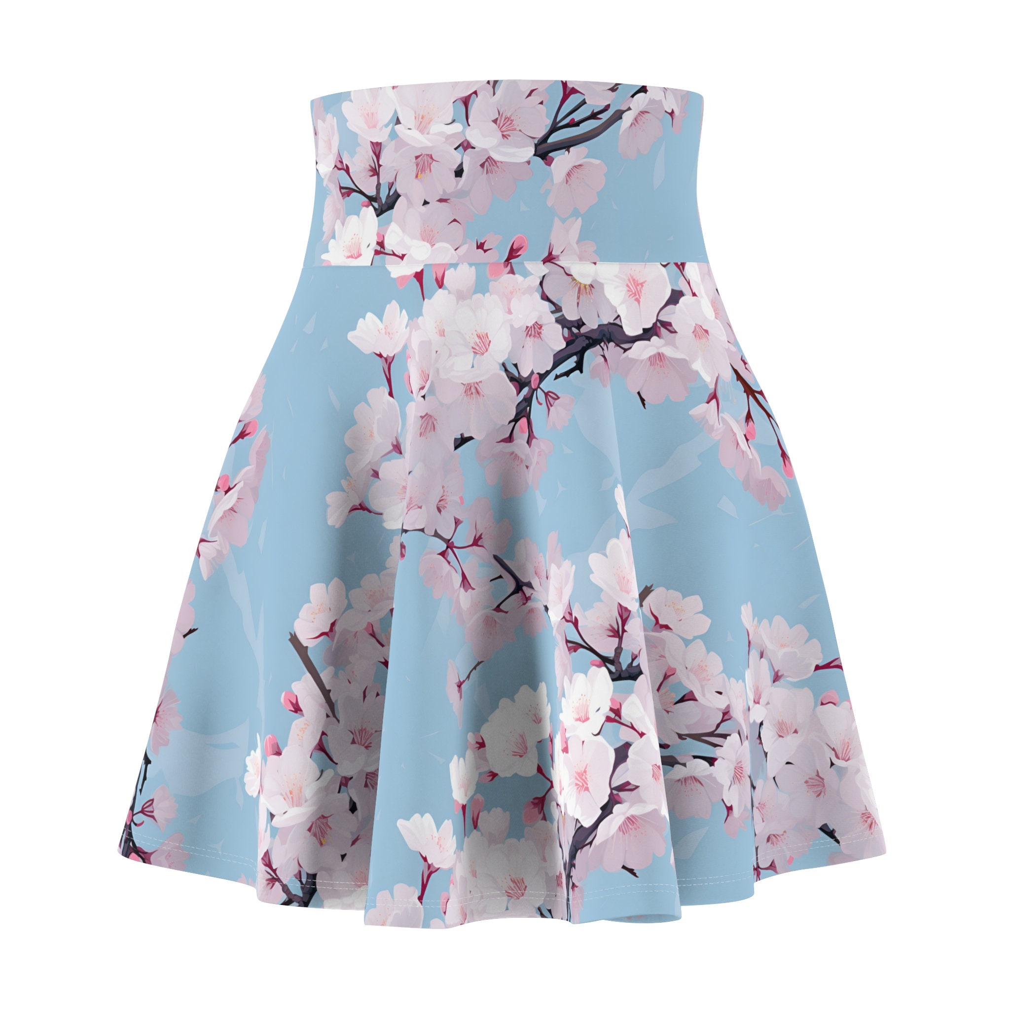 スカート Cherry Blossom-flavored Cake Skirt Cherry Blossom Watercolor Chiffon Maxi Skirt - Retro, Indie