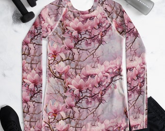 Rashguard femme Magnolia Cottagecore Activewear Fleurs printanières Fairycore T-shirt manches longues
