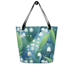Lily of the valley Large Tote Bag With Pocket
