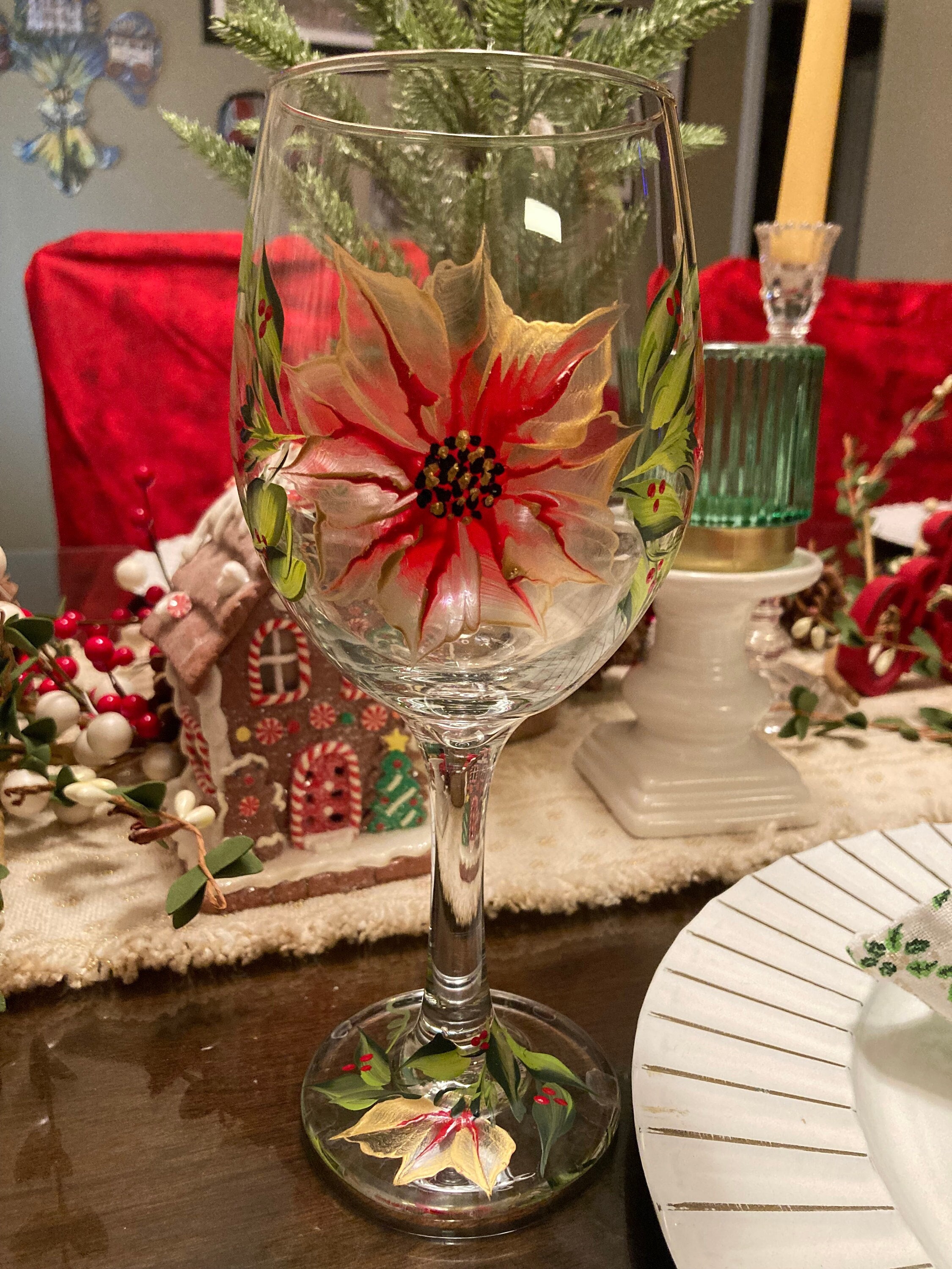 Hand Painted Wine Glasses Christmas - Etsy