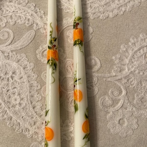 Hand painted Pumpkin taper candles, 10 inch Fall taper candles ( Set of 2), Hand painted candles, Hand painted gifts, Fall, autumn
