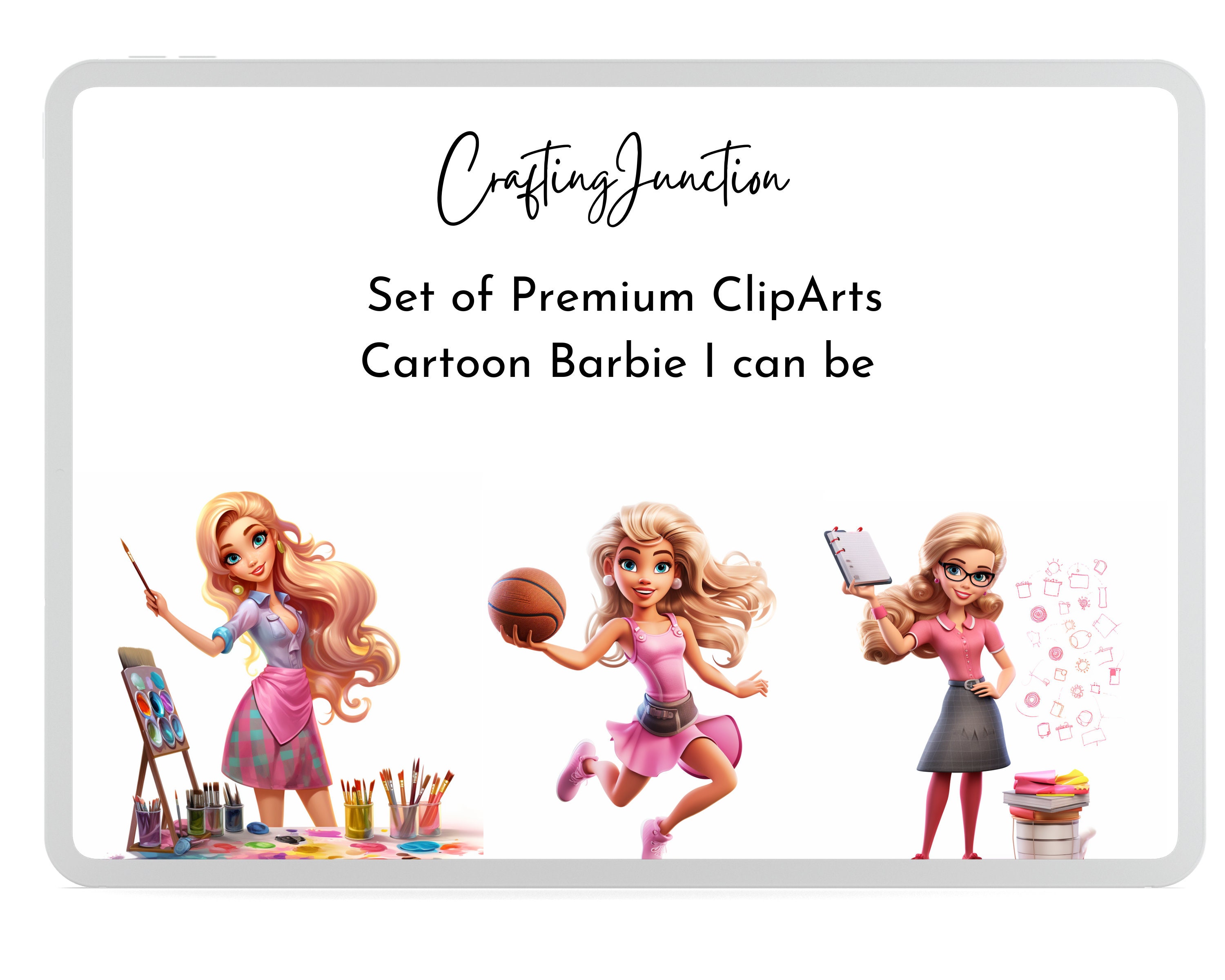 Barbie Premium Clip Arts, Barbie Designs, Barbie I can be, Premium PNG Graphics, Printables, DIY Projects, Branding